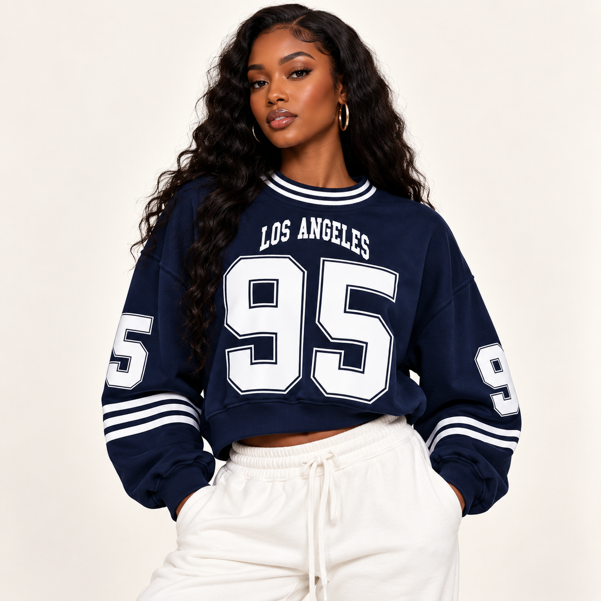 Los Angeles 95 Cropped Varsity Sweatshirt
