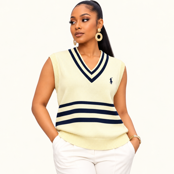 Striped V-Neck Knit Sweater Vest