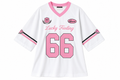 Women’s Black V-Neck Sports Jersey – Lucky Feeling 66 Graphic Top
