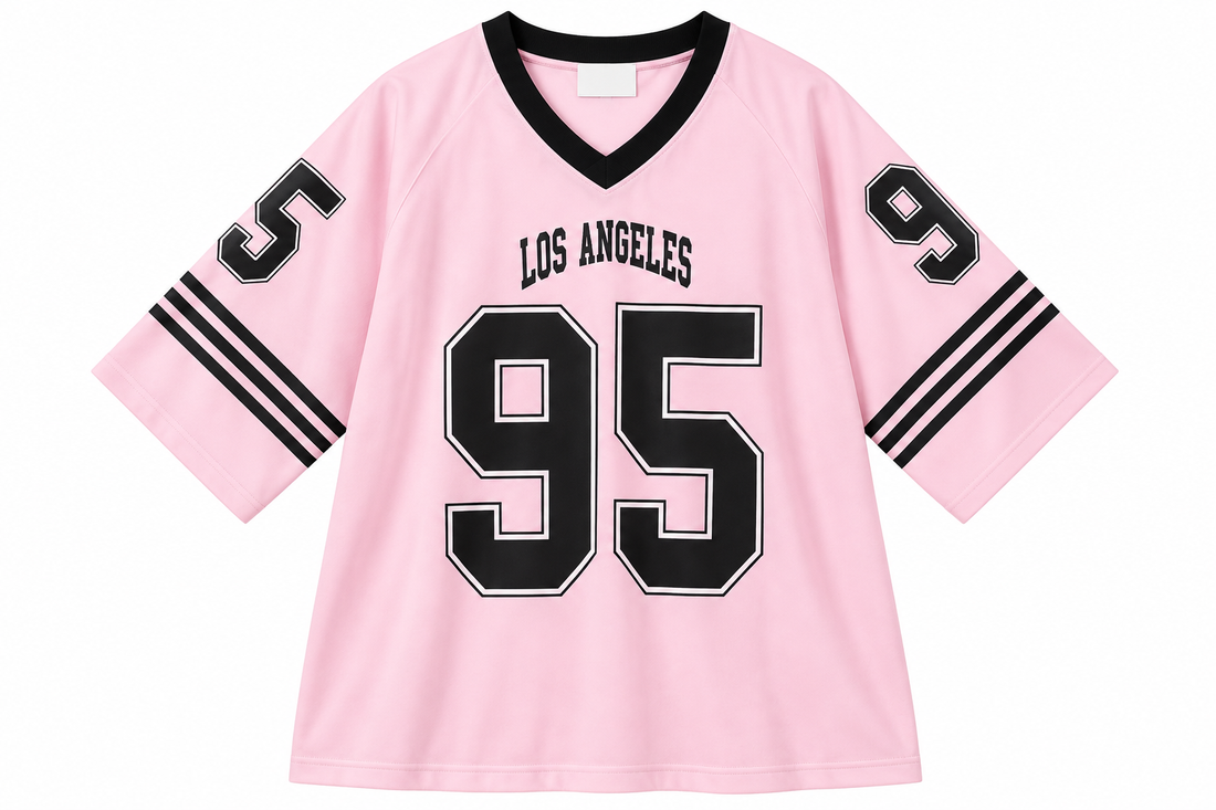 Women’s Cream Varsity Jersey – Los Angeles 95 Oversized V-Neck Sports Top
