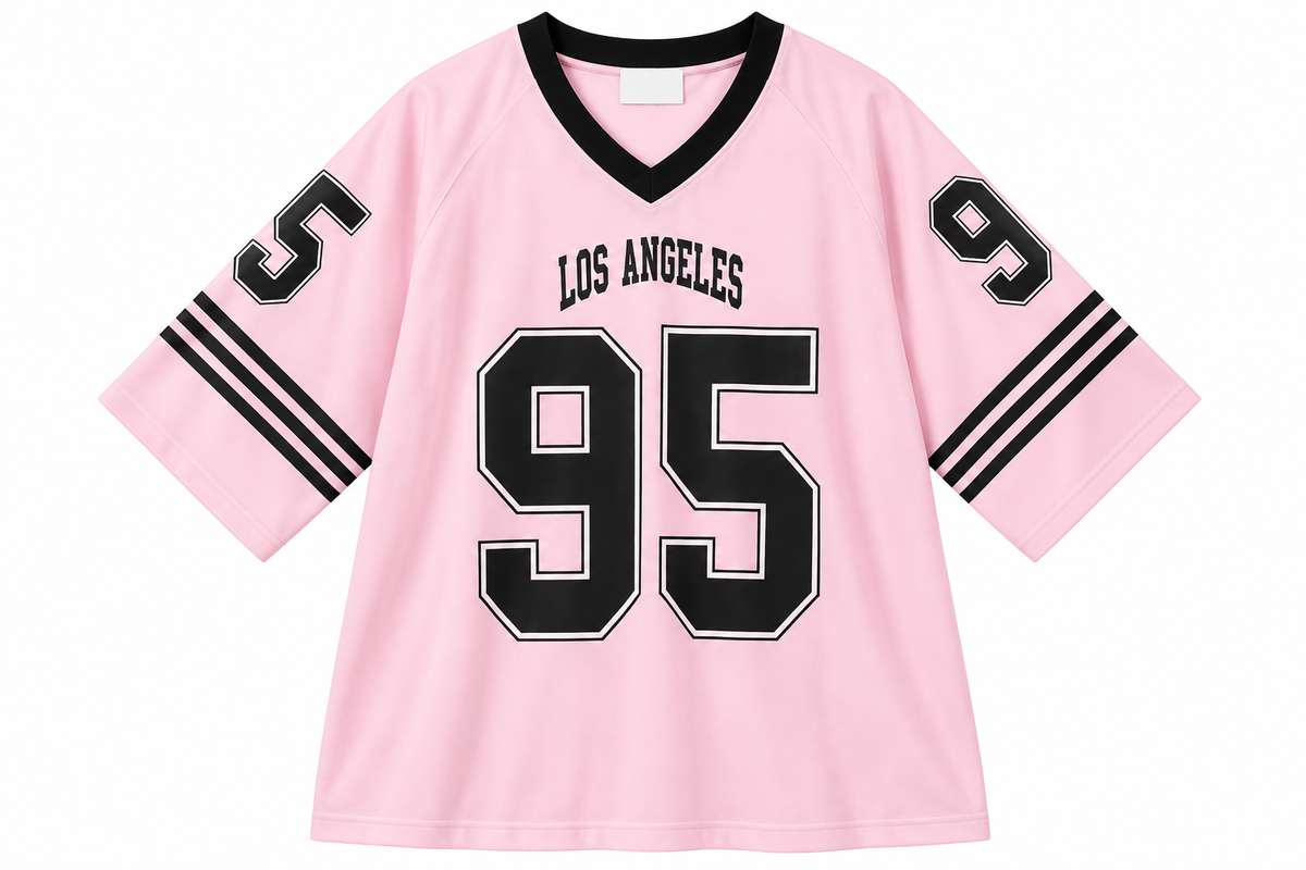 Women’s Cream Varsity Jersey – Los Angeles 95 Oversized V-Neck Sports Top