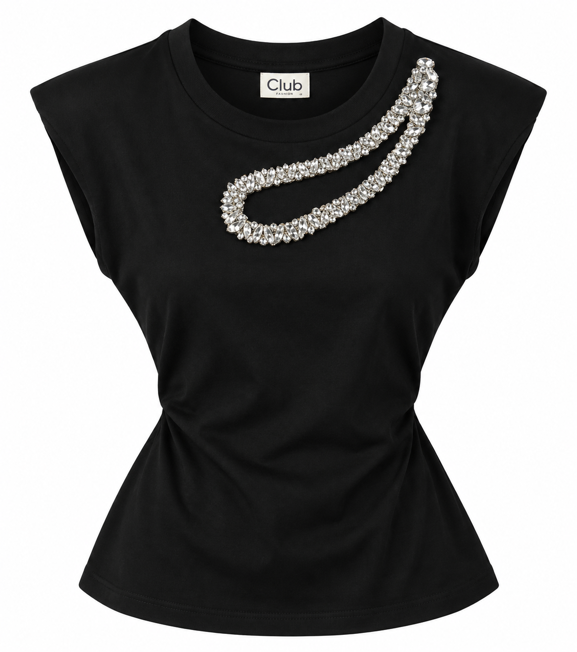 Women’s White Rhinestone Embellished T-Shirt – Stylish Casual Short Sleeve Top
