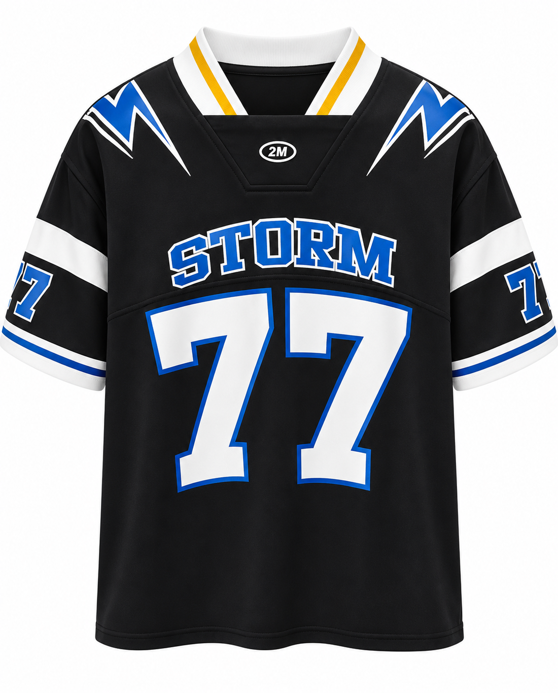 Women’s Gray 77 Graphic Varsity Jersey T-Shirt – Blue & White Sporty Top