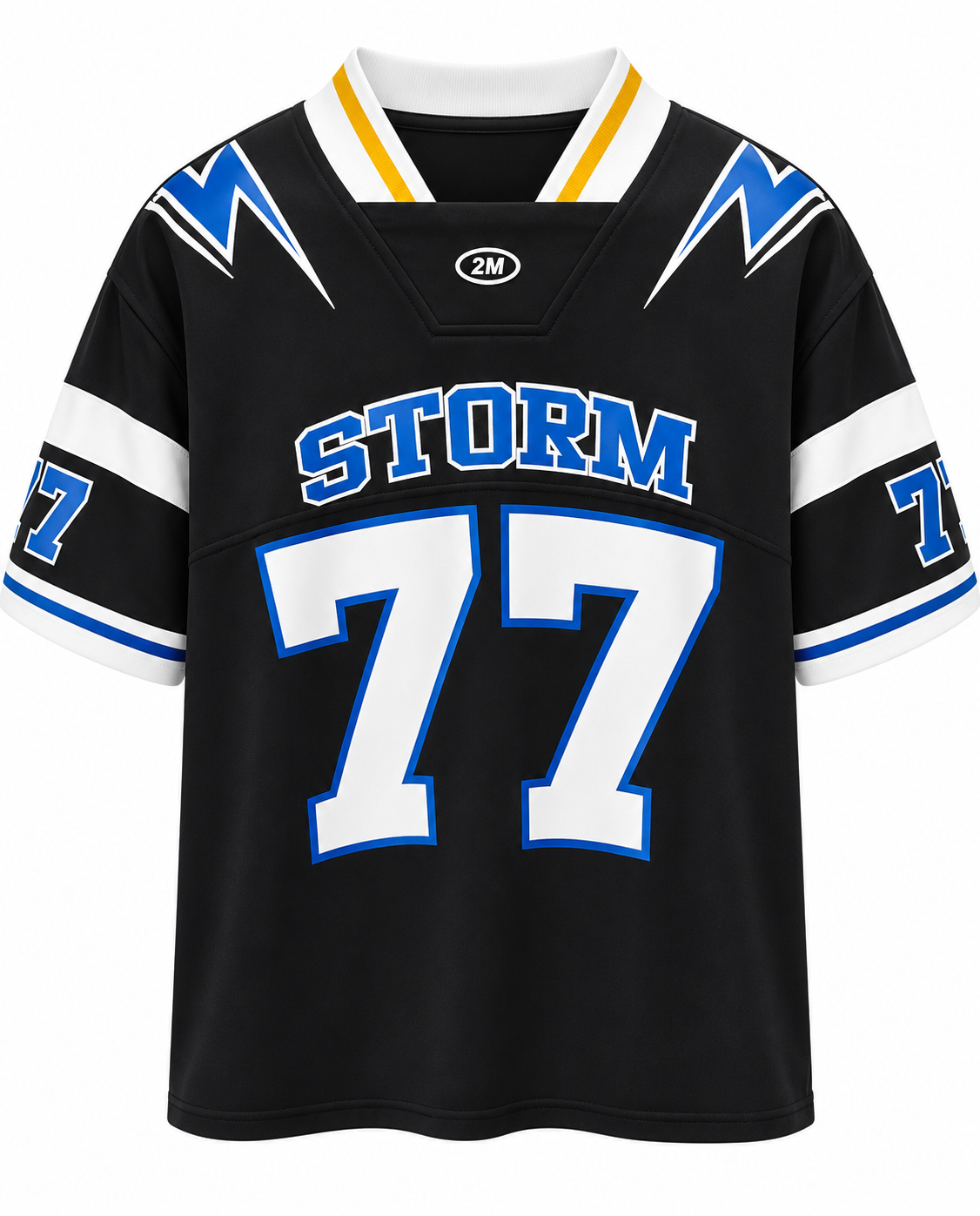 Women’s Gray 77 Graphic Varsity Jersey T-Shirt – Blue & White Sporty Top