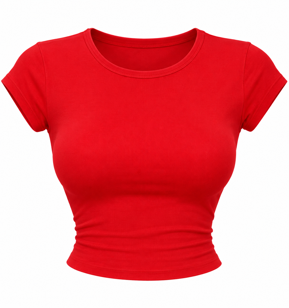 Women’s Ribbed Crop Top – Short Sleeve Fitted Casual T-Shirt