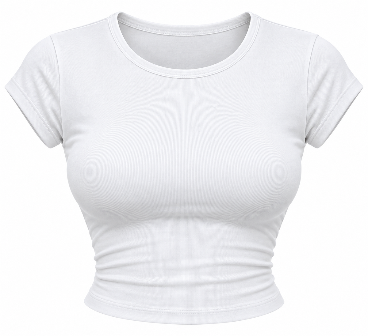 Women’s Ribbed Crop Top – Short Sleeve Fitted Casual T-Shirt