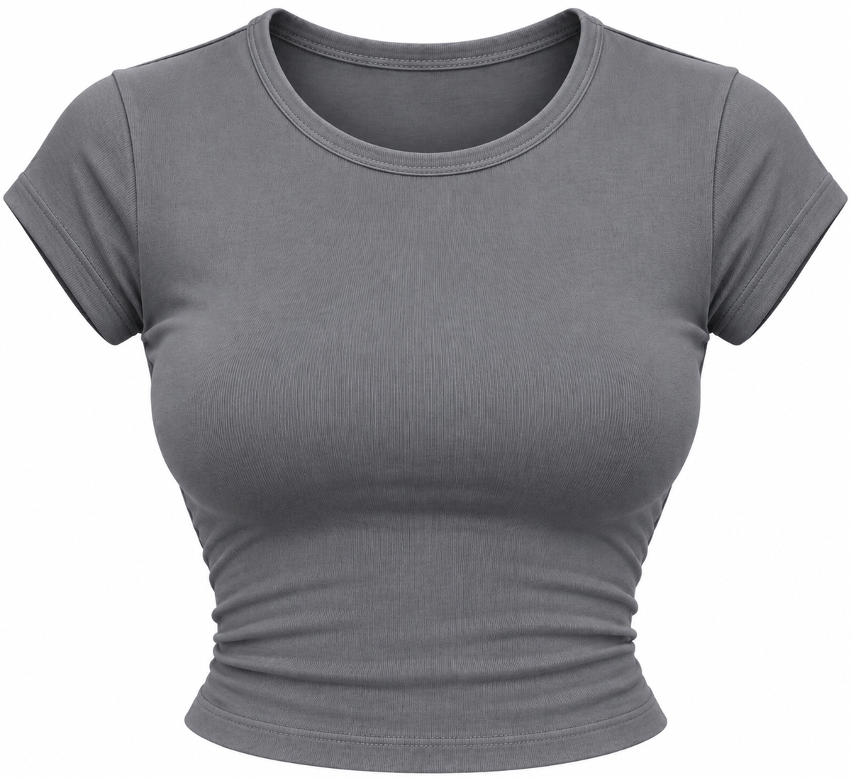 Women’s Ribbed Crop Top – Short Sleeve Fitted Casual T-Shirt