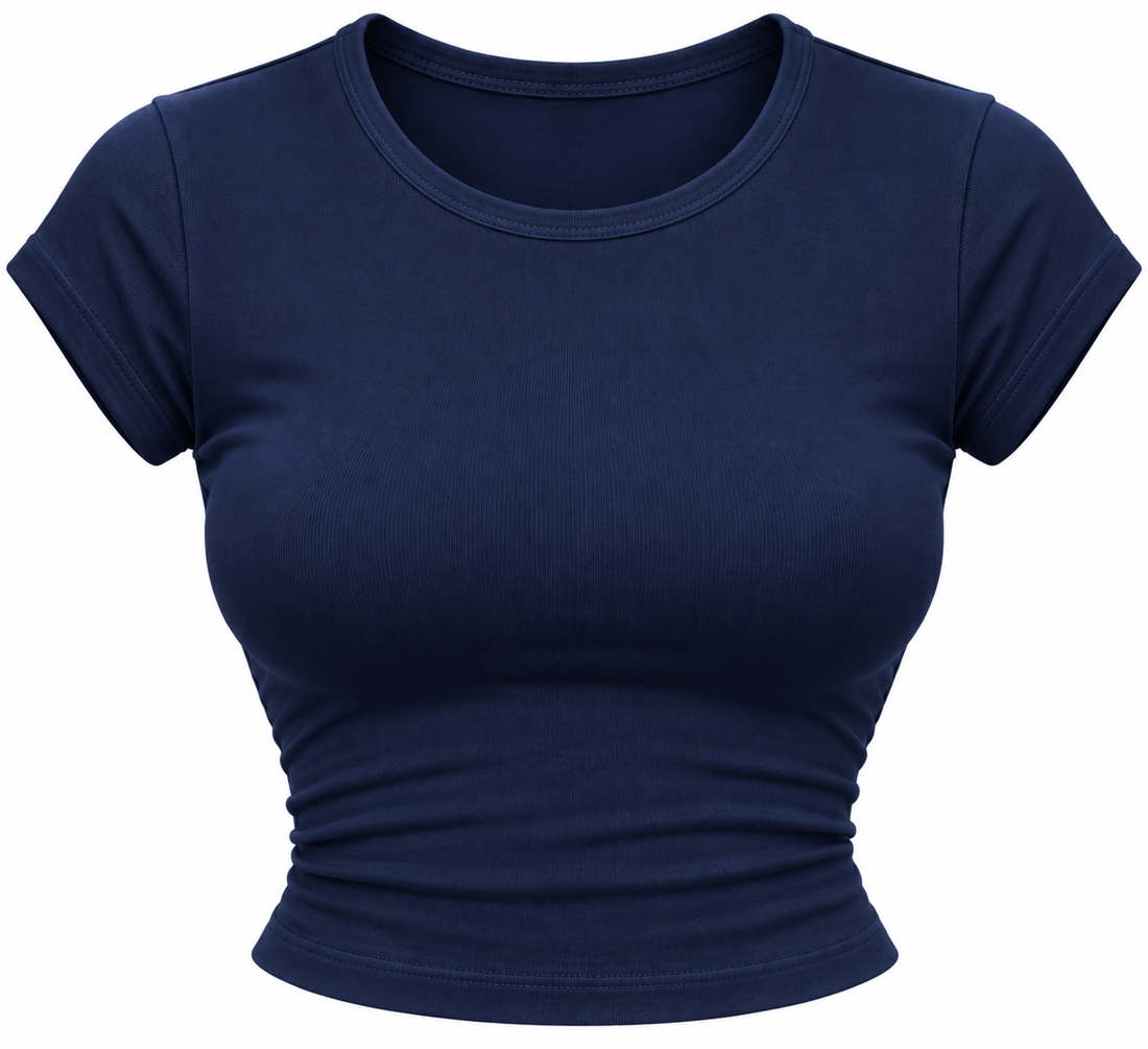 Women’s Ribbed Crop Top – Short Sleeve Fitted Casual T-Shirt