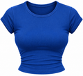 Women’s Ribbed Crop Top – Short Sleeve Fitted Casual T-Shirt