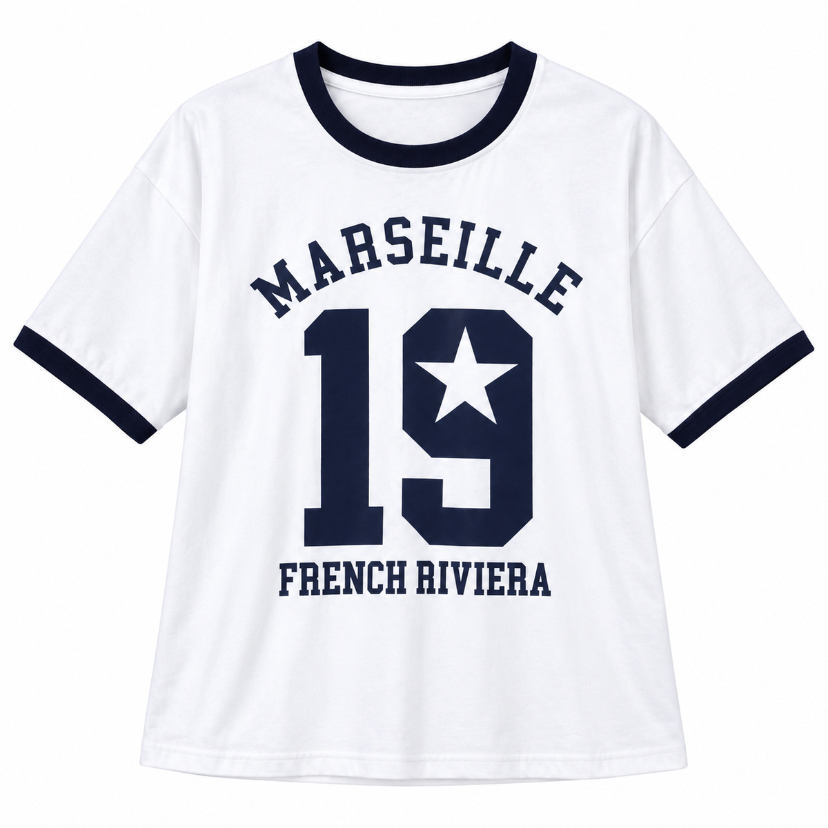 Women’s Burgundy Ringer T-Shirt – Marseille 19 Graphic Oversized Tee