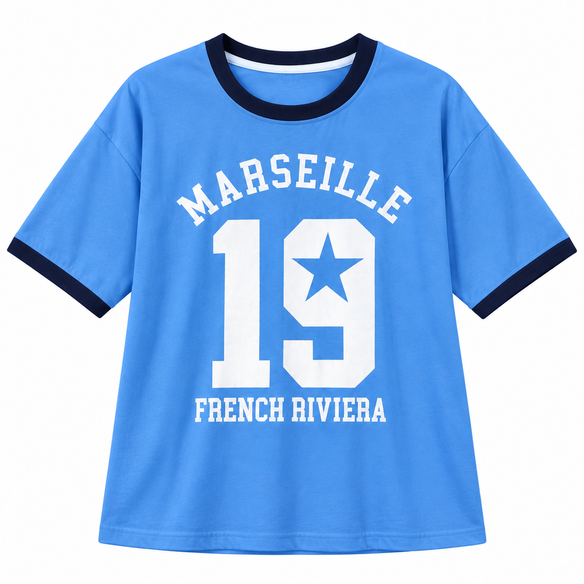 Women’s Burgundy Ringer T-Shirt – Marseille 19 Graphic Oversized Tee