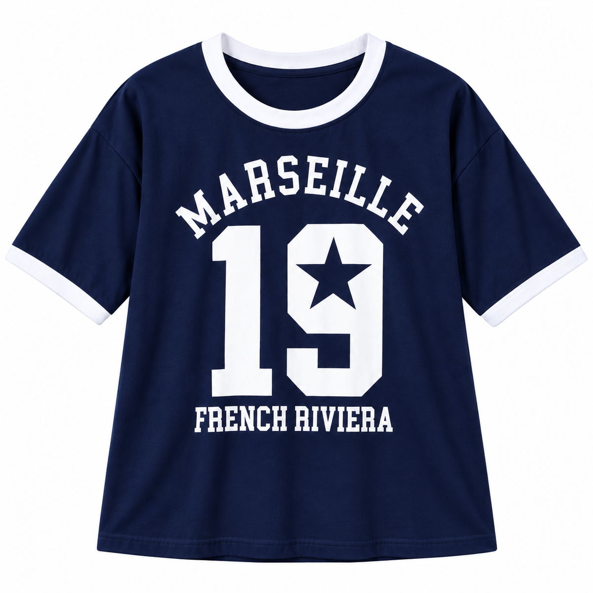 Women’s Burgundy Ringer T-Shirt – Marseille 19 Graphic Oversized Tee