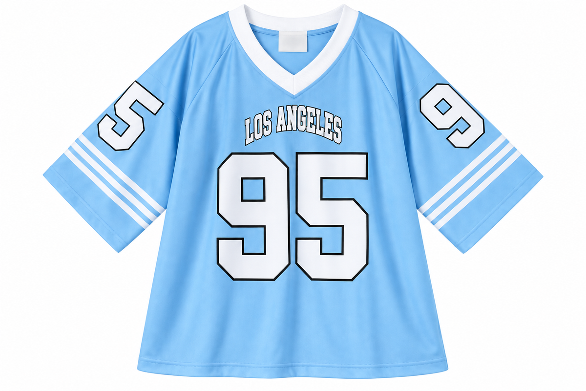 Women’s Cream Varsity Jersey – Los Angeles 95 Oversized V-Neck Sports Top