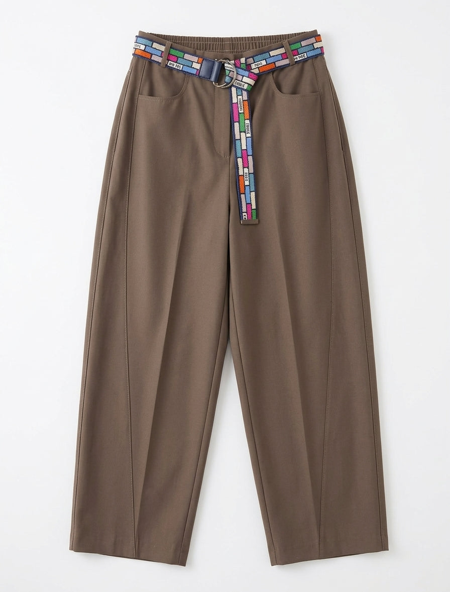Women’s High-Waisted Wide-Leg Trousers with Statement Belt