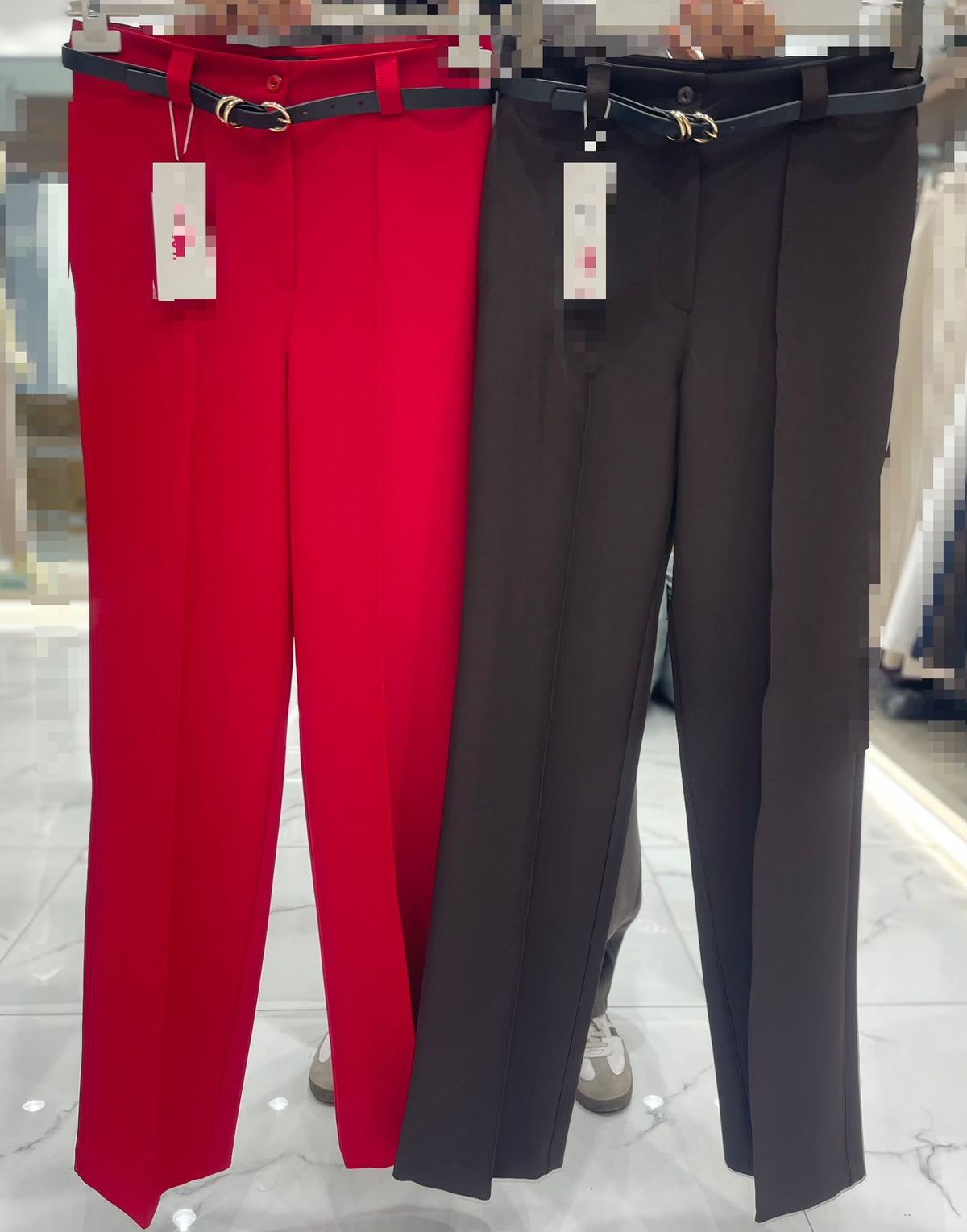 Women’s High Waist Tailored Dress Pants with Belt – Straight Leg Trousers