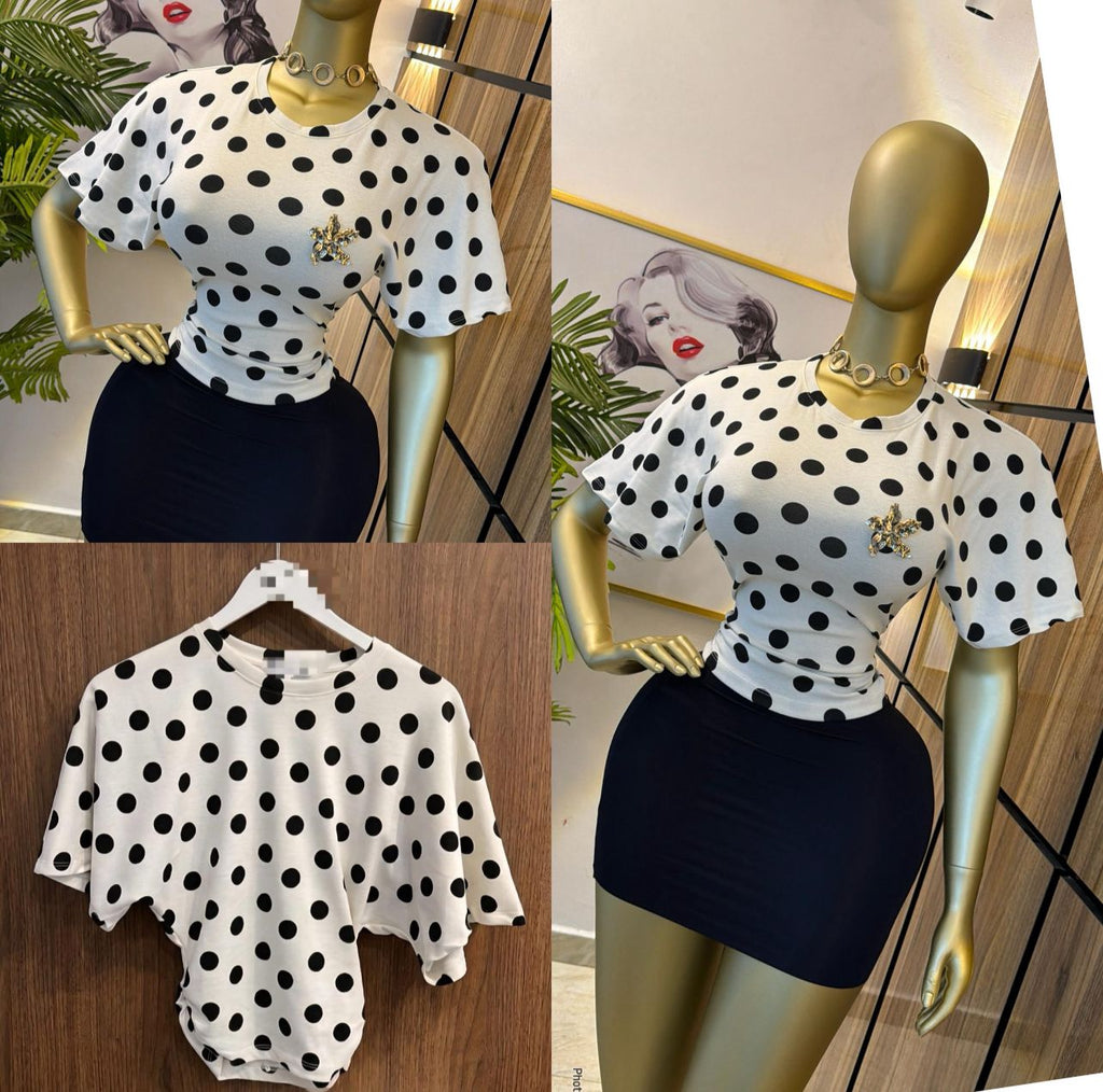 Women’s Polka Dot Short Sleeve Bodysuit – Stylish Casual Printed Top