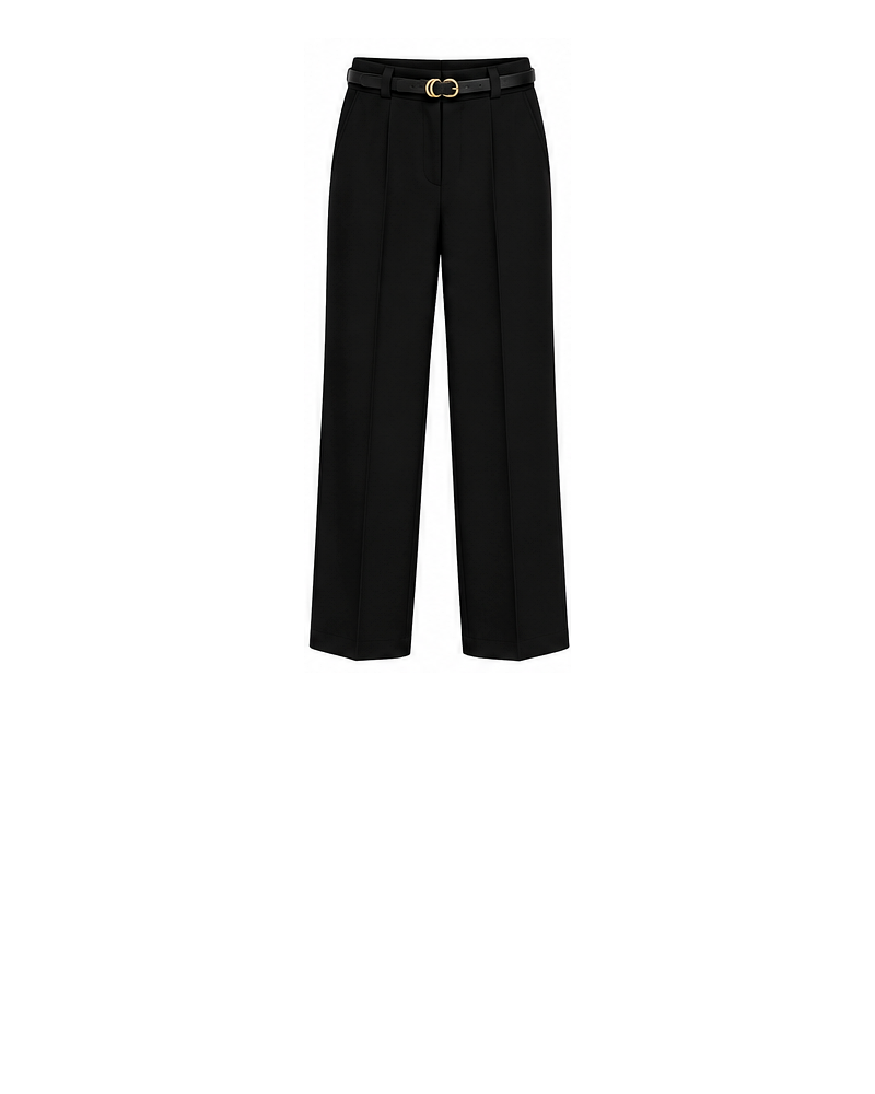 Women’s High Waist Tailored Dress Pants with Belt – Straight Leg Trousers