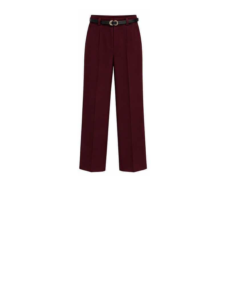 Women’s High Waist Tailored Dress Pants with Belt – Straight Leg Trousers