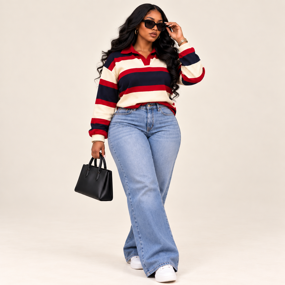 Retro Striped Hooded Knit Sweater