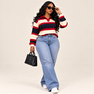 Retro Striped Hooded Knit Sweater