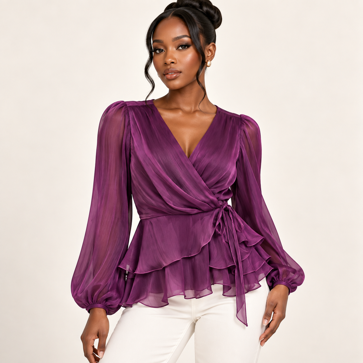 PLeated Ruffeled Blouse