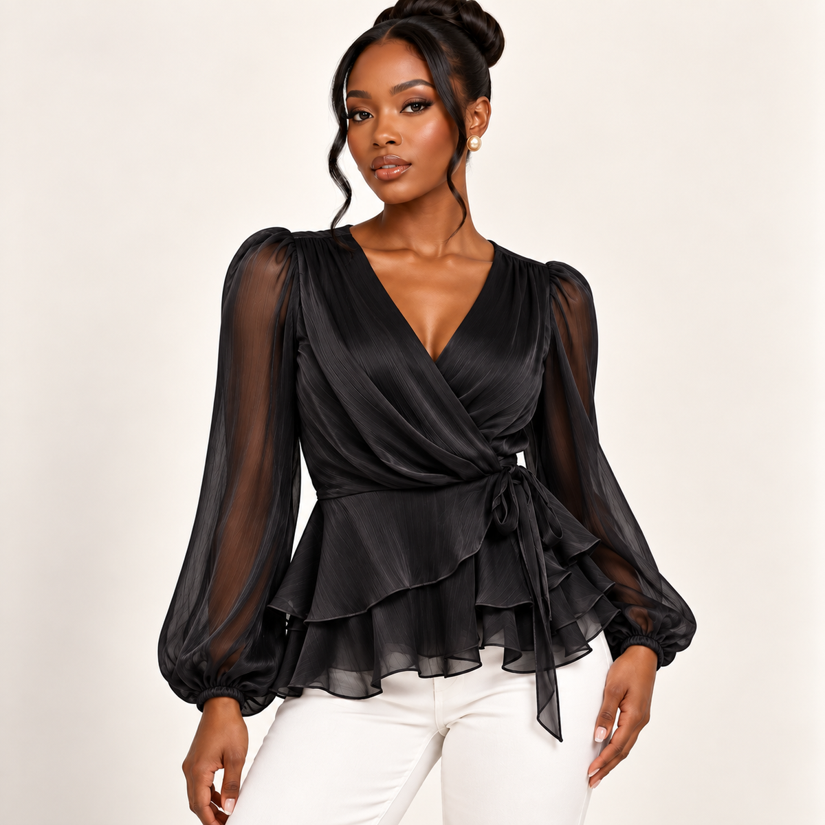 PLeated Ruffeled Blouse