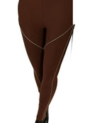 High Waist Brown Leggings – Contrast Stitch Detail