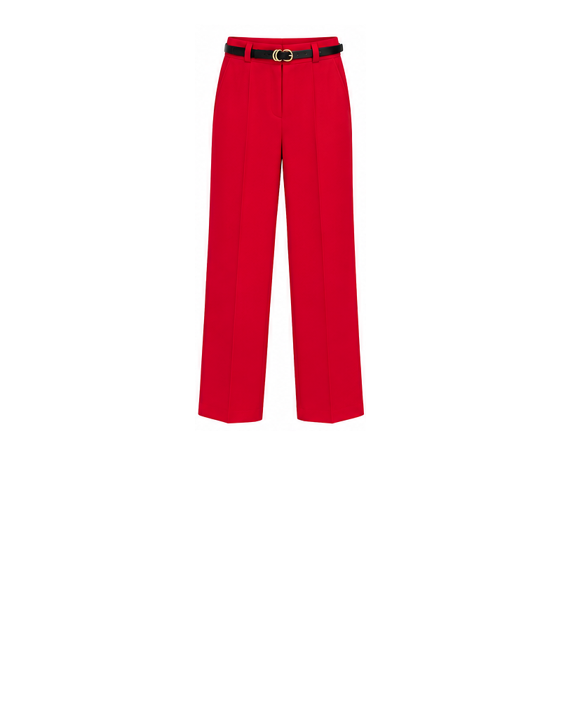 Women’s High Waist Tailored Dress Pants with Belt – Straight Leg Trousers