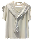 Polka Dot Sailor Collar T-Shirt – Satin Bow Tie Detail